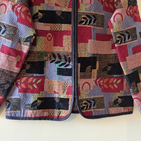 Traditions Artisan Jacket Colorful Tapestry Zip Front Coat Boho Patterned Size 8 - Picture 7 of 12